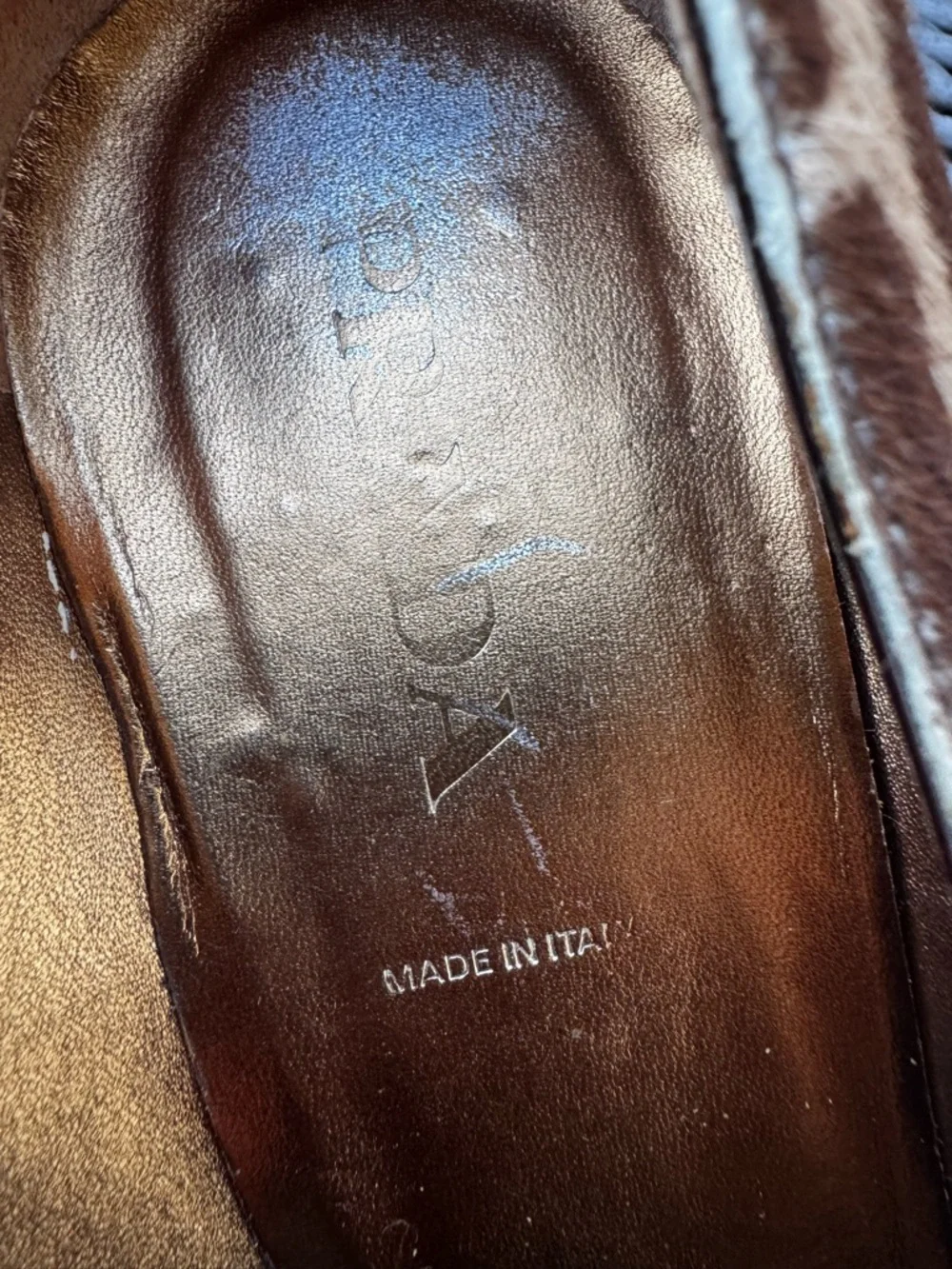 PRADA Calf Hair Giraffe Print Square Toe Kitten Heels Gold Buckle Sz 36.5 US 6.5 - Picture 8 of 15